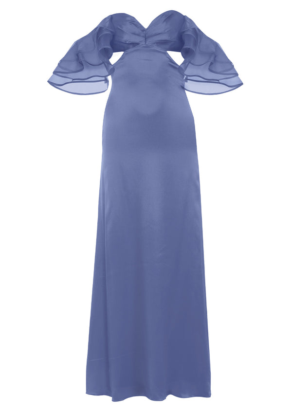 Amar Silk Ruffled Sleeve Maxi Dress