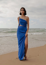 Amaya Cut-Out Asymmetric Crepe Maxi Dress