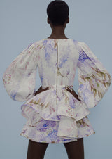Anemone Deep V-Neck Linen Mini Dress