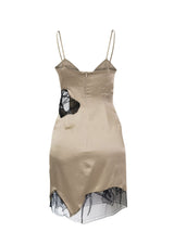 Angela French Lace Cut-Out Silk Dress