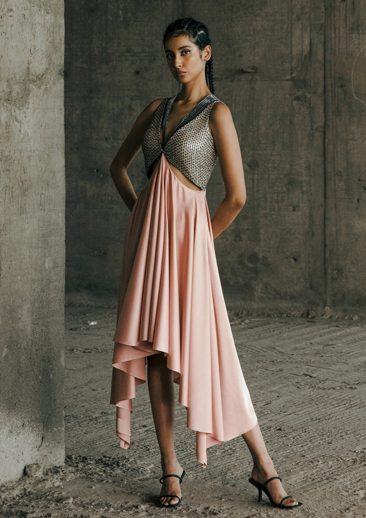 cut out satin midi dress AKHL