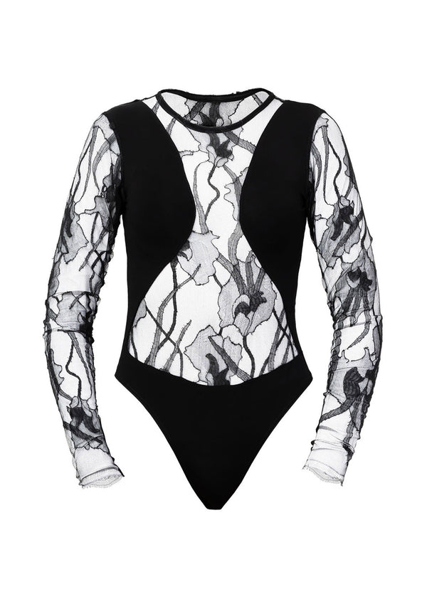 La Musa - Transparent Mesh Lace Bodysuit – MADAMVOYAGE