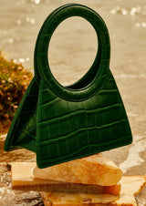 Aseela Crocodile-Print Top-Handle Leather Bag