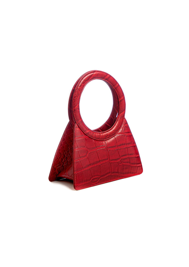 Aseela Crocodile-Print Top-Handle Leather Bag