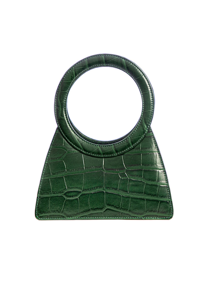 Aseela Crocodile-Print Top-Handle Leather Bag