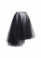 Asymmetrical Layered Tulle Midi Skirt