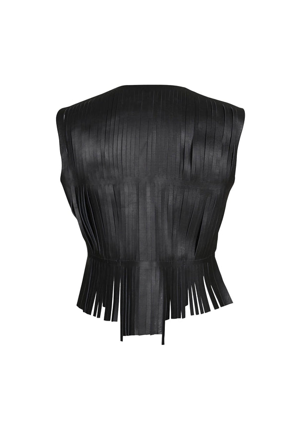 Ayla Fringed V-Neck Leather Vest