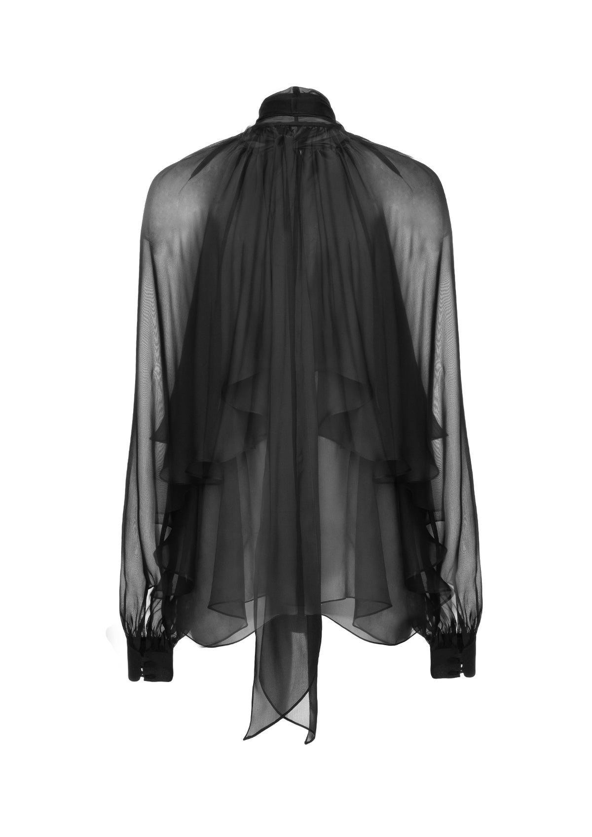 sheer balloon sleeve blouse