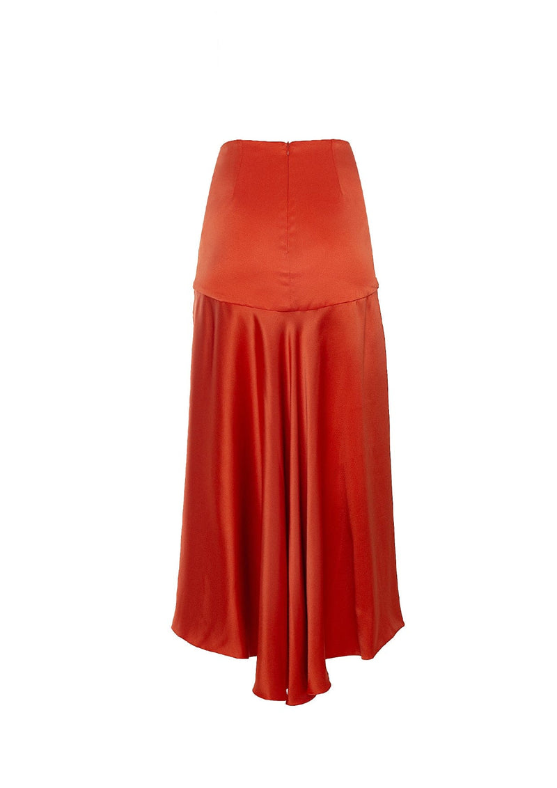 Blooming Flared Asymmetric Silk Skirt