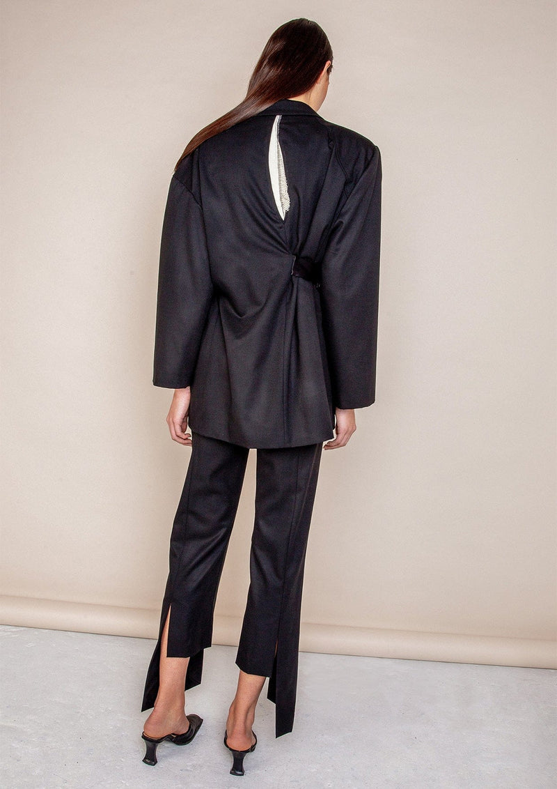 Carol Deconstructed Asymmetric Rip-Effect Suit Jacket