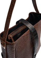 Cocó Leather Mock-Crocodile Tote Bag