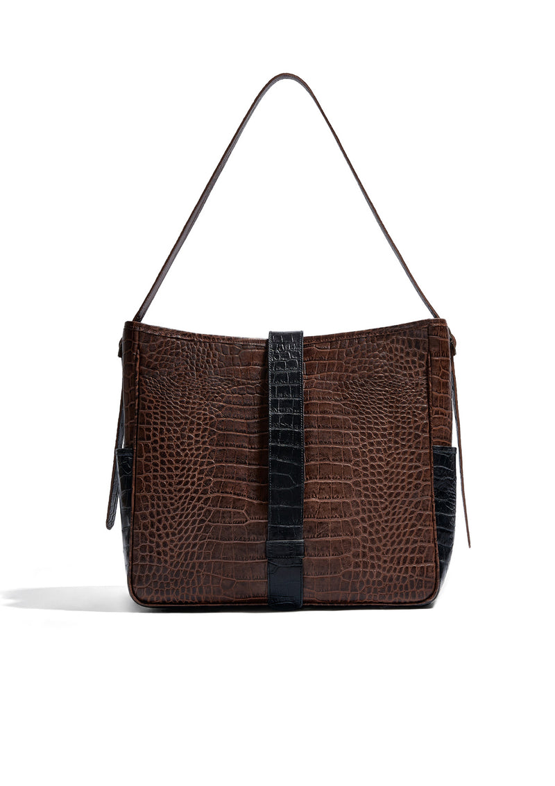 Cocó Leather Mock-Crocodile Tote Bag