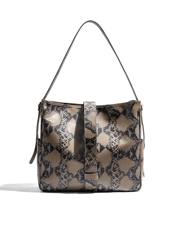 Cocó Leather Snakeskin-Effect Tote Bag
