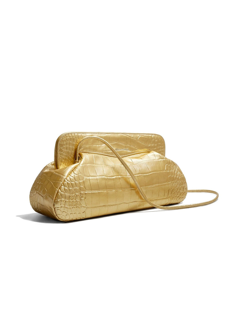 Constanza Mock-Crocodile Leather Clutch Bag