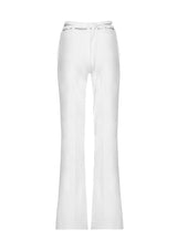 Cut-Out Belted Tailored Cotton-Mix Trousers