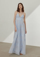 Delphinium Open Back Sheer Silk Maxi Dress