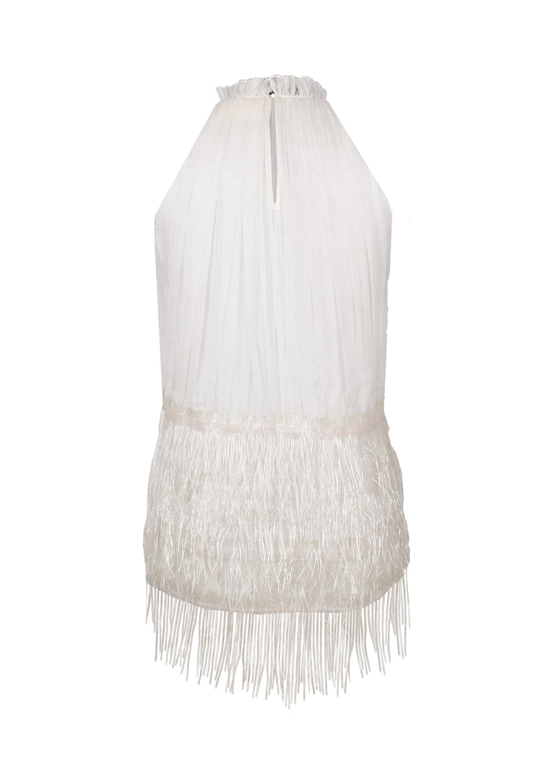 Fringed Silk Organza Halter Top