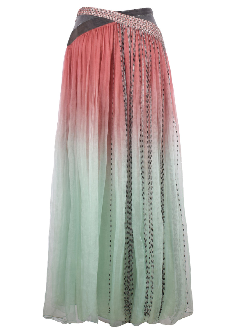Fringed Silk Organza Maxi Skirt