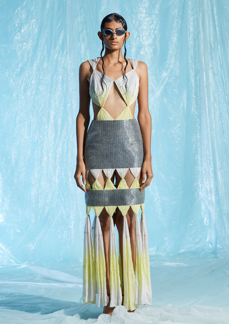 AKHL - Gathered Cut-Out Silk Chiffon Maxi Dress MADAMVOYAGE AKHL - Gathered Cut-Out Silk Chiffon Maxi Dress MADAMVOYAGE