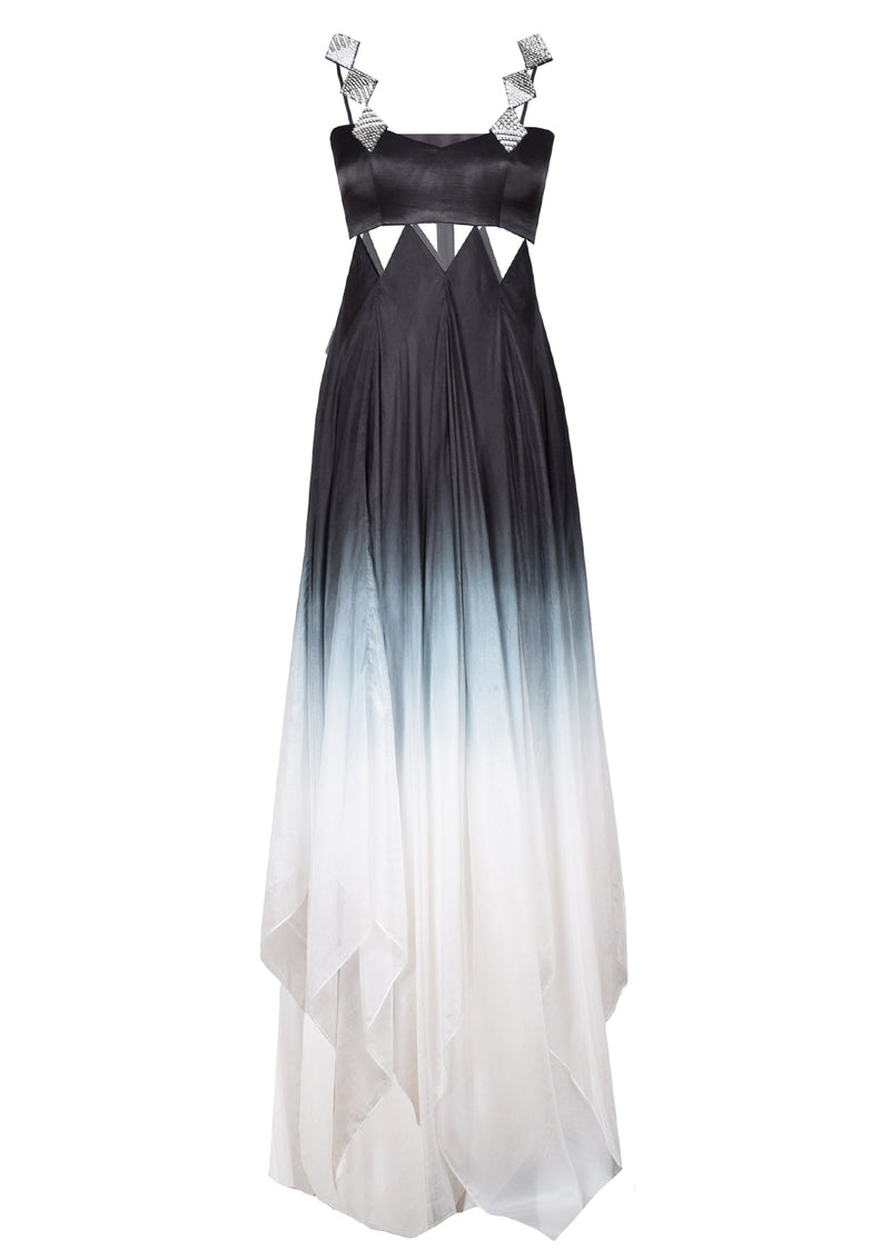 ombre silk chiffon maxi dress Caira Chiffon Scarf Maxi Dress / Ombre Dark Pink | MESHKI