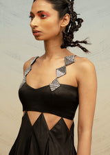 Geometric Cut-Out Silk Chiffon Maxi Dress