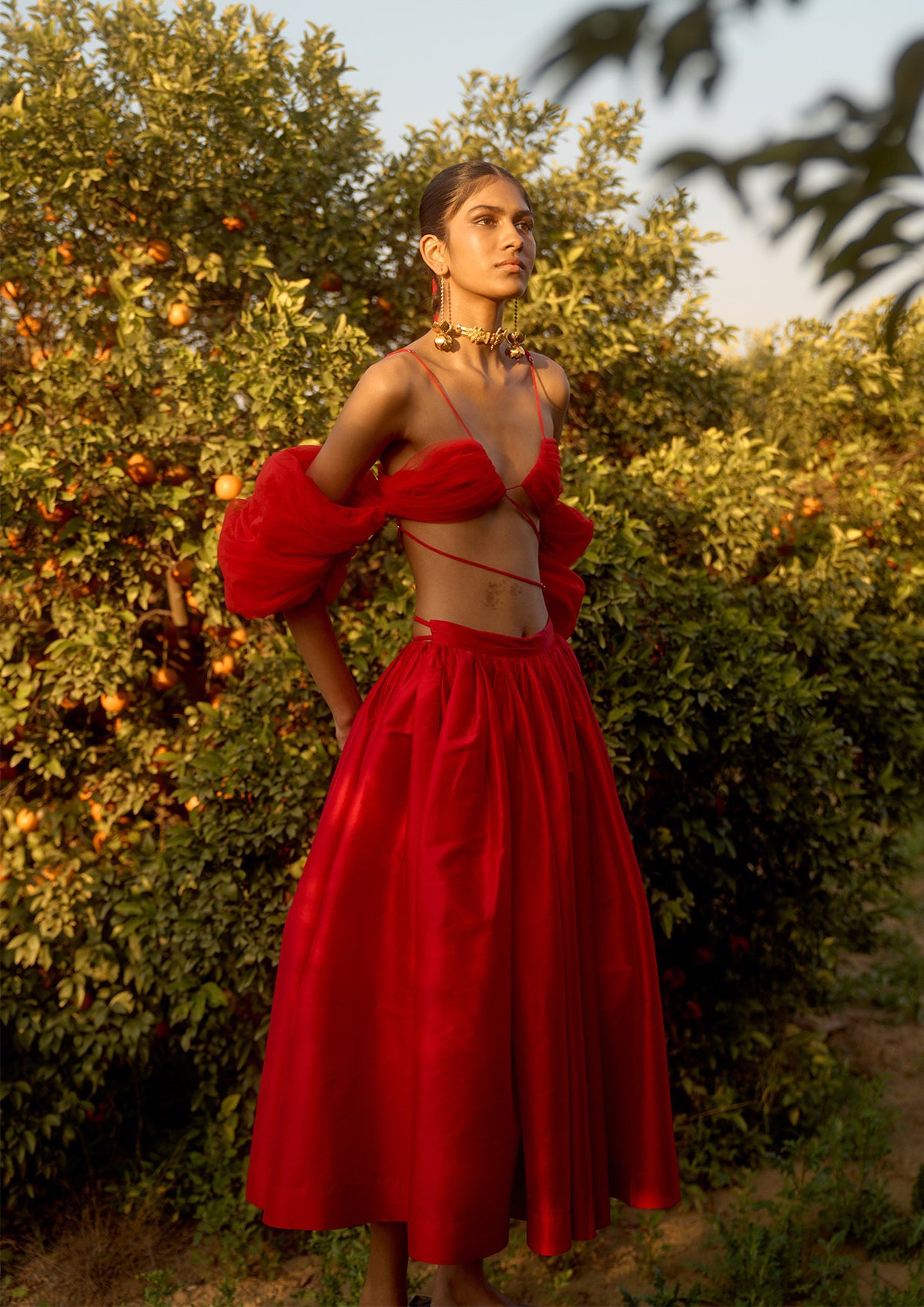 Szabo Sihag - High-Waisted Taffeta Midi Skirt – MADAMVOYAGE