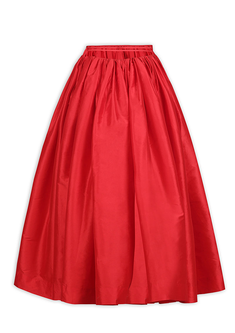 High-Waisted Taffeta Midi Skirt