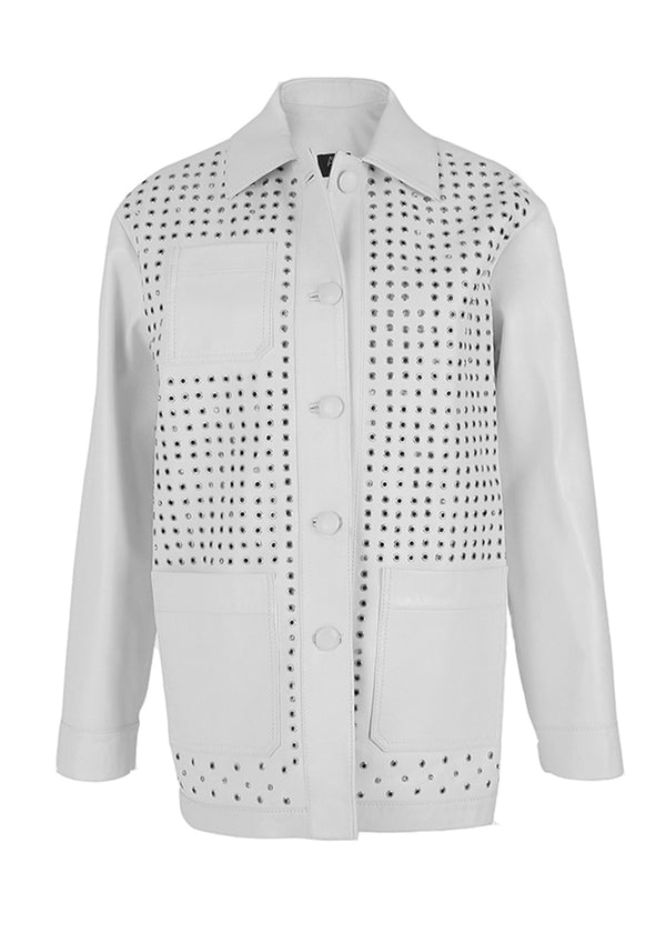 Karri Studded Diamond Leather Jacket