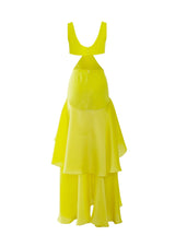Lemon Dream Cut-Out Silk Maxi Dress