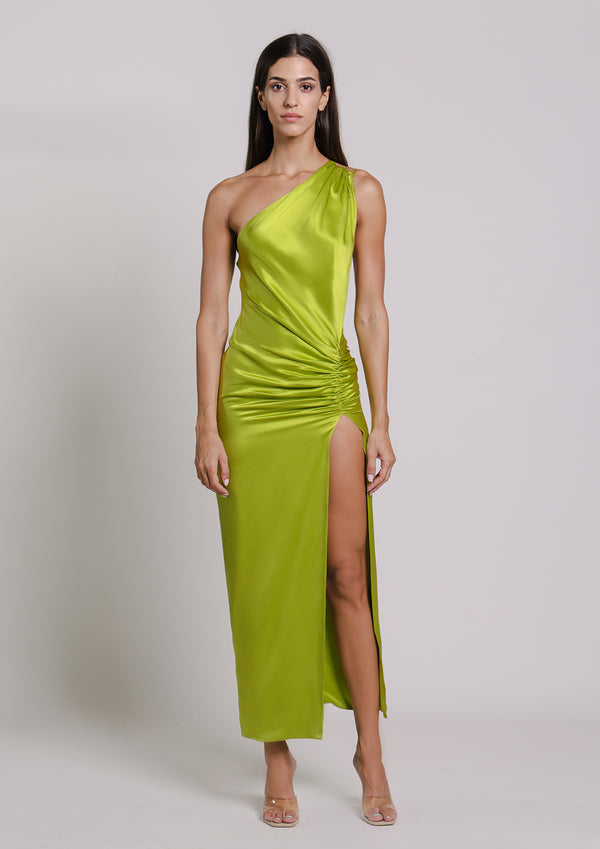 Nereides Asymmetric Backless Silk Maxi Dress