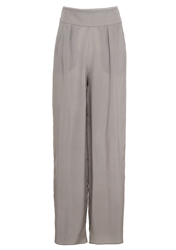 Nola High-Waisted Relaxed Silk Trousers