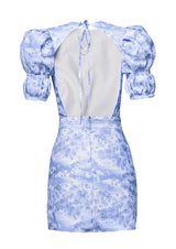Oillets Lantern Sleeve Linen Mini Dress