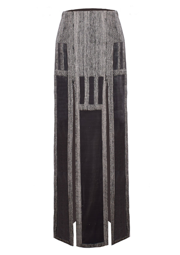 Panelled Cut-Out Cotton Maxi Skirt