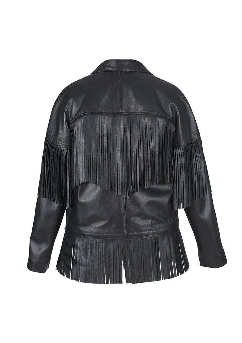 Pyrus Oversized Fringed Leather Jacket