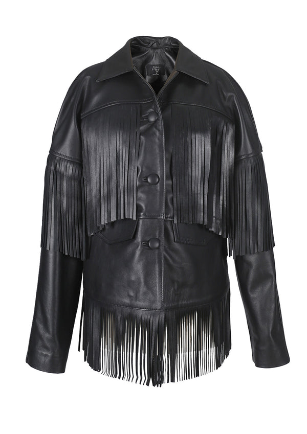 Pyrus Oversized Fringed Leather Jacket