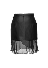Ruffled Faux Leather Mini Skirt