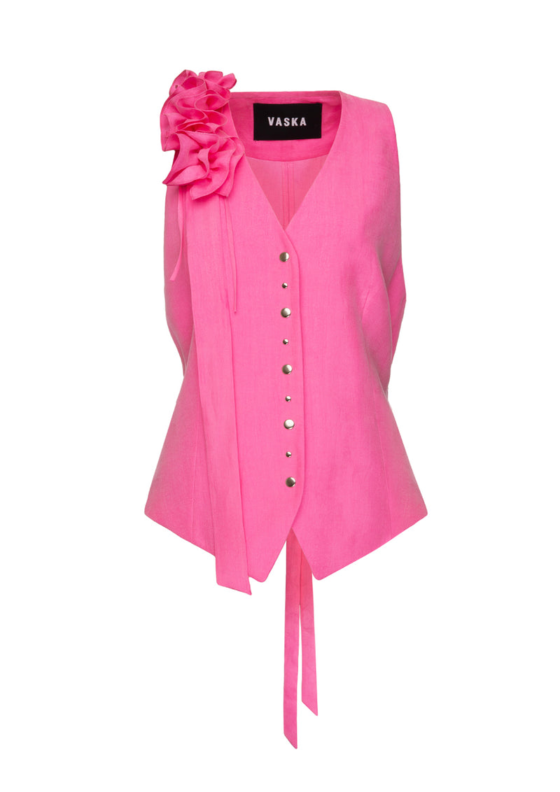 Single-Breasted Cupro Waistcoat Vest Top