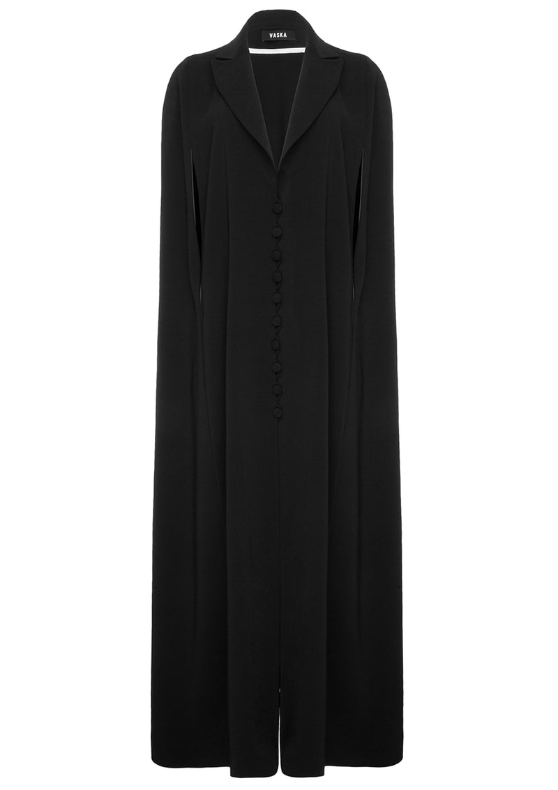 Long Single-Breasted Cotton-Mix Cape