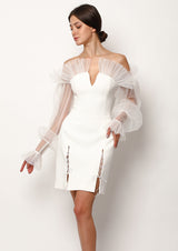 Swan Cotton Off-Shoulder Mini Dress