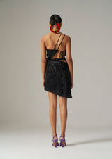 Asymmetrical Black Sequin Skirt